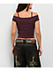 Vitriol Keeli Off The Shoulder Purple Crop Short Sleeve T-Shirt - Thumbnail image 3 of 3