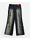Vitriol Kids Abyss Grime Dark Blue Wash Flared Jeans - Thumbnail image 2 of 4