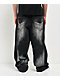 Vitriol Kids Depth Distressed Black Wash Ultra Wide Leg Jeans - Thumbnail image 2 of 5