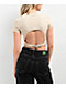 Vitriol Lorena Buckle Back Beige Crop T-Shirt - Thumbnail image 2 of 3