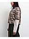 Vitriol Rattler Brown Plaid & Natural 2Fer Long Sleeve Button Up Crop T-Shirt - Thumbnail image 4 of 6