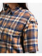 Vitriol Rattler Brown Plaid & Natural 2Fer Long Sleeve Button Up Crop T-Shirt - Thumbnail image 6 of 6