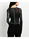 Vitriol Sahar Black & Green Mesh Long Sleeve Crop T-Shirt - Thumbnail image 2 of 3