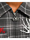 Vitriol Scorned Grey Plaid Flannel Zip Crop Shirt - Thumbnail image 5 of 8