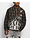 Vitriol Scorned Long Sleeve Black & Brown Flannel Crop Zip Shirt - Thumbnail image 7 of 7