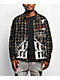 Vitriol Scorned Long Sleeve Black & Brown Flannel Crop Zip Shirt - Thumbnail image 1 of 7