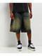 Vitriol Siphon Blue Wash Ultra Wide Denim Shorts - Thumbnail image 1 of 8