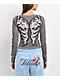 Vitriol Theo Grey Thermal Long Sleeve Crop T-Shirt - Thumbnail image 2 of 6
