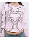 Vitriol Theo Heart Pink Thermal Long Sleeve Crop T-Shirt - Thumbnail image 3 of 10