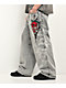 Vitriol Void Cyber Skull Grey Wide Leg Jeans - Thumbnail image 3 of 6
