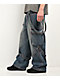 Vitriol Void Strappy Blue Wash Wide Leg Jeans - Thumbnail image 3 of 5