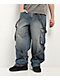 Vitriol Void Strappy Blue Wash Wide Leg Jeans - Thumbnail image 1 of 5