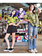 Vitriol Ziggy Woodblock Green & Purple Button Up Shirt