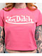 Von Dutch Logo Hot Pink Crop T-Shirt - Thumbnail image 2 of 2