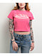 Von Dutch Logo Hot Pink Crop T-Shirt - Thumbnail image 1 of 2
