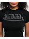 Von Dutch Rhinestone Black Crop T-Shirt - Thumbnail image 2 of 3