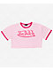 Von Dutch Signature Pink Ringer Crop T-Shirt - Thumbnail image 4 of 4
