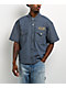 Von Dutch The Dean Navy Stripe Crop Short Sleeve Button Up Shirt - Thumbnail image 5 of 5