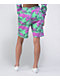 WeSC Marty Hazy Summer Green & Pink Tie Dye Sweat Shorts - Thumbnail image 2 of 4