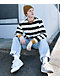 Welcome Thicc Stripe Black & Bone Knit Long Sleeve T-Shirt - Thumbnail image 1 of 6