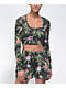 Your Highness Green Dream Black Long Sleeve Crop Top - Thumbnail image 1 of 3