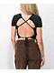 Your Highness Widow Black Lace Up Crop T-Shirt - Thumbnail image 2 of 3
