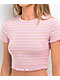 Zine Angie Pink Stripe Crop T-Shirt - Thumbnail image 3 of 3