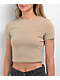 Zine Brianna Khaki Buckle Crop T-Shirt - Thumbnail image 3 of 3