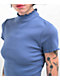 Zine Carla Blue Mock Neck Crop T-Shirt - Thumbnail image 3 of 3