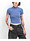 Zine Carla Blue Mock Neck Crop T-Shirt - Thumbnail image 1 of 3