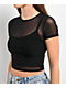 Zine Cashie Black Mesh Crop T-Shirt - Thumbnail image 3 of 4