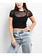 Zine Cashie Black Mesh Crop T-Shirt - Thumbnail image 1 of 4