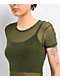 Zine Cashie Green Mesh Crop T-Shirt - Thumbnail image 3 of 5