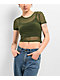 Zine Cashie Green Mesh Crop T-Shirt - Thumbnail image 1 of 5