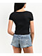 Zine Hannie Black Crop Henley T-Shirt - Thumbnail image 2 of 3