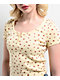 Zine Hannie Ditsy Floral Yellow Crop Henley T-Shirt - Thumbnail image 3 of 3