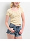 Zine Hannie Ditsy Floral Yellow Crop Henley T-Shirt - Thumbnail image 1 of 3