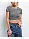 Zine Irina Black & White Stripe Crop T-Shirt - Thumbnail image 1 of 3