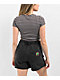 Zine Irina Blue & Brown Stripe Crop T-Shirt - Thumbnail image 2 of 3