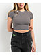 Zine Irina Blue & Brown Stripe Crop T-Shirt - Thumbnail image 1 of 3