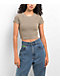 Zine Irina Green & Brown Crop Stripe T-Shirt - Thumbnail image 1 of 4