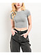 Zine Irina Lead Wash Grey Crop T-Shirt - Thumbnail image 1 of 3