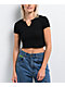 Zine Noreen Black Notched Crop T-Shirt - Thumbnail image 1 of 3