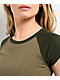 Zine Pammie Dark Green Raglan Crop T-Shirt - Thumbnail image 3 of 3