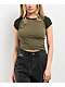 Zine Pammie Dark Green Raglan Crop T-Shirt - Thumbnail image 1 of 3