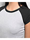 Zine Pammie Heather Grey & Black Crop Raglan T-Shirt - Thumbnail image 3 of 3