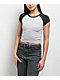 Zine Pammie Heather Grey & Black Crop Raglan T-Shirt - Thumbnail image 1 of 3