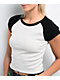 Zine Pammie White & Black Crop Raglan T-Shirt - Thumbnail image 3 of 3