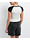 Zine Pammie White & Black Crop Raglan T-Shirt - Thumbnail image 2 of 3