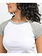 Zine Pammie White & Grey Raglan Crop T-Shirt - Thumbnail image 3 of 3